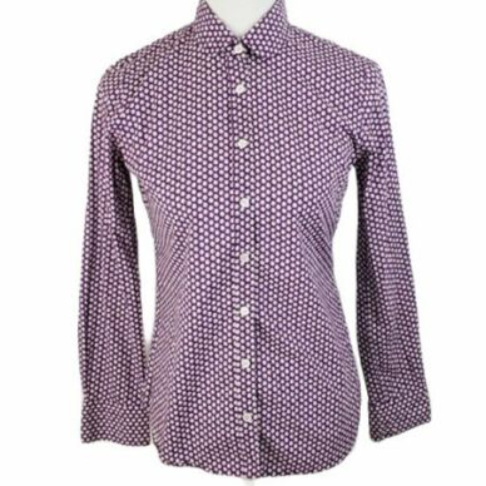J Crew Factory Floral Purple Daisy blouse shirt M